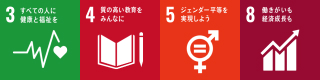 SDGsの項目3,4,5,8